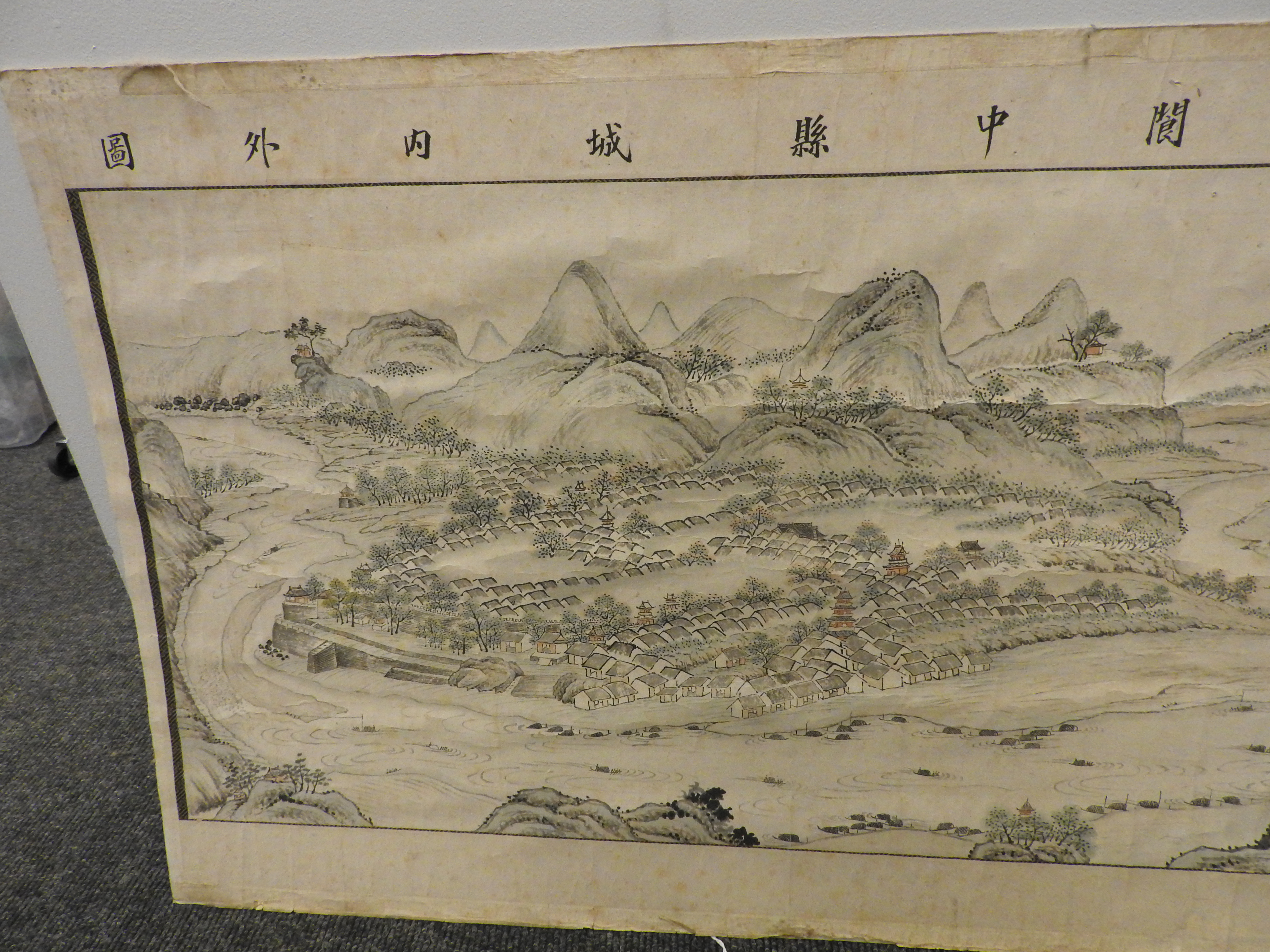 Three Chinese gouache paintings,保宁阆中县城内外图
