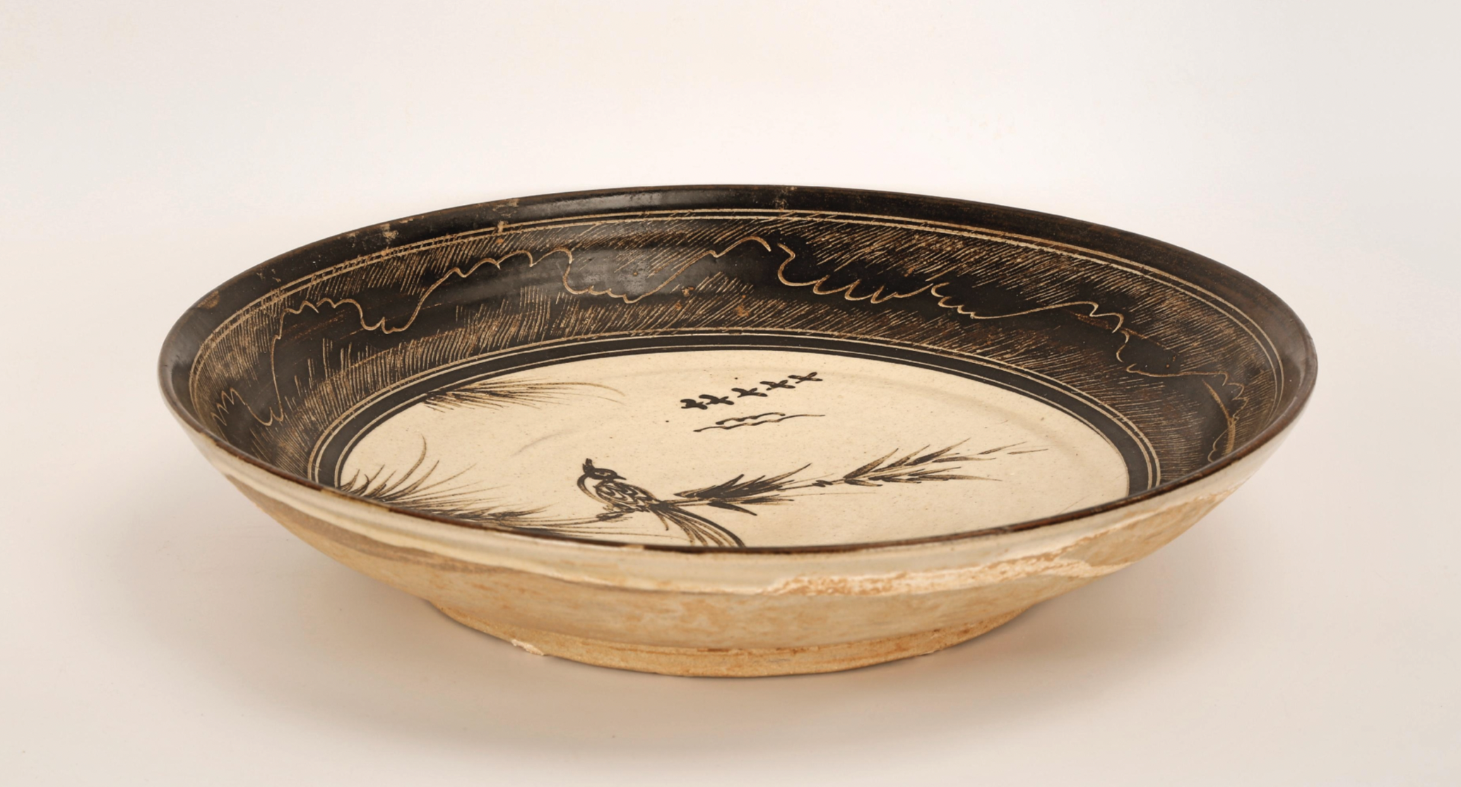 磁州窑白地黑花盘