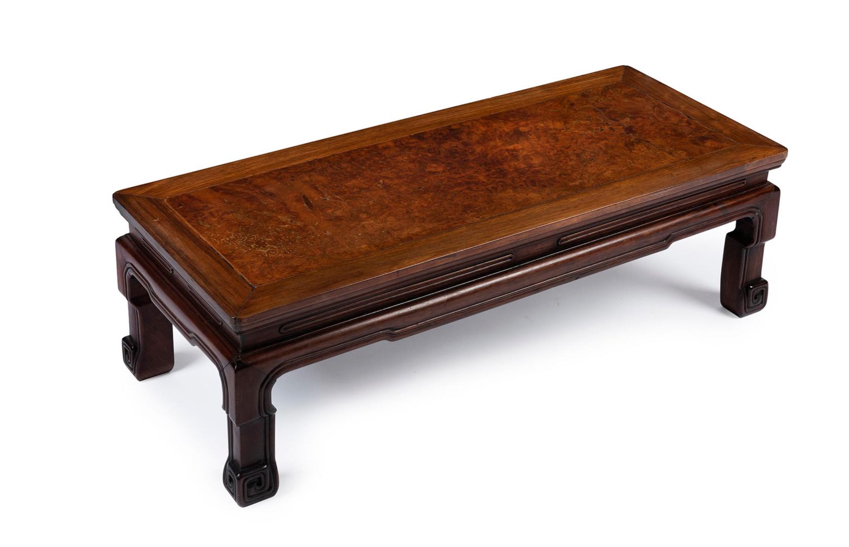 拐腿嵌瘿木大炕桌