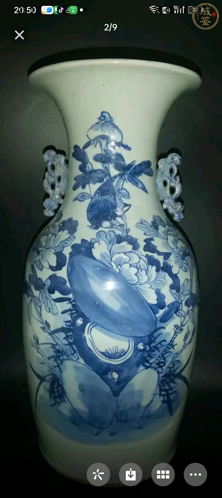 清嘉庆青花花鸟纹大瓶