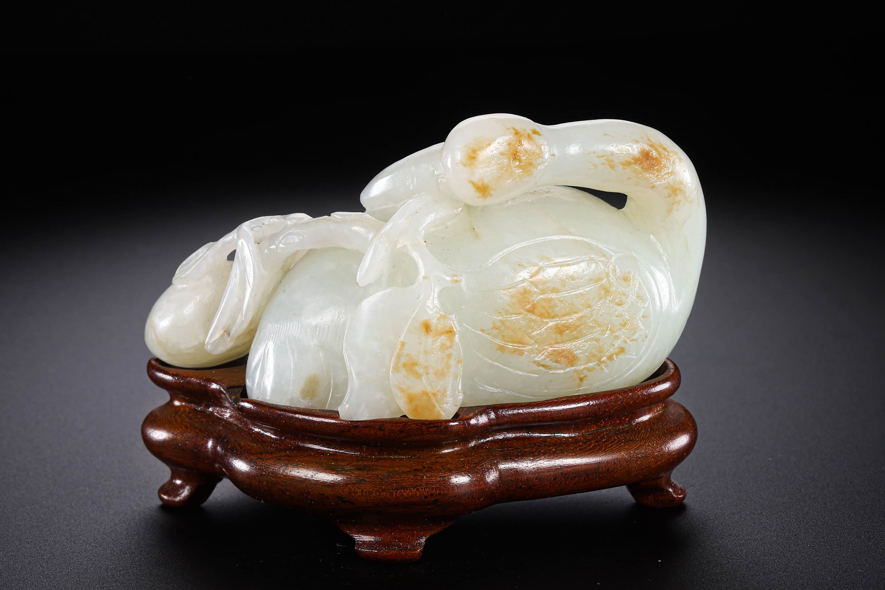 清中早期白玉仙鹤摆件