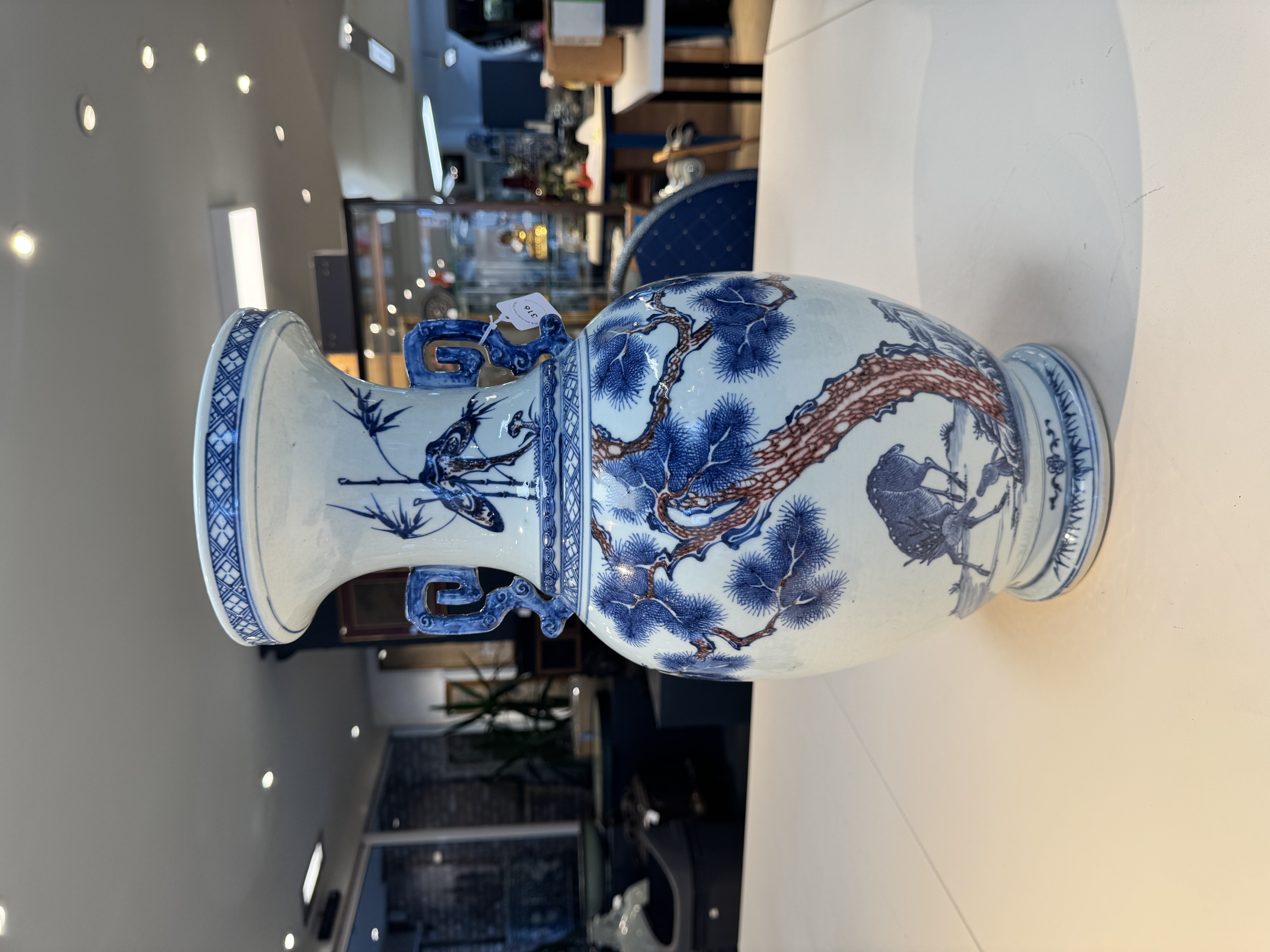 雍正-乾隆青花釉里红双耳尊(高48.5c