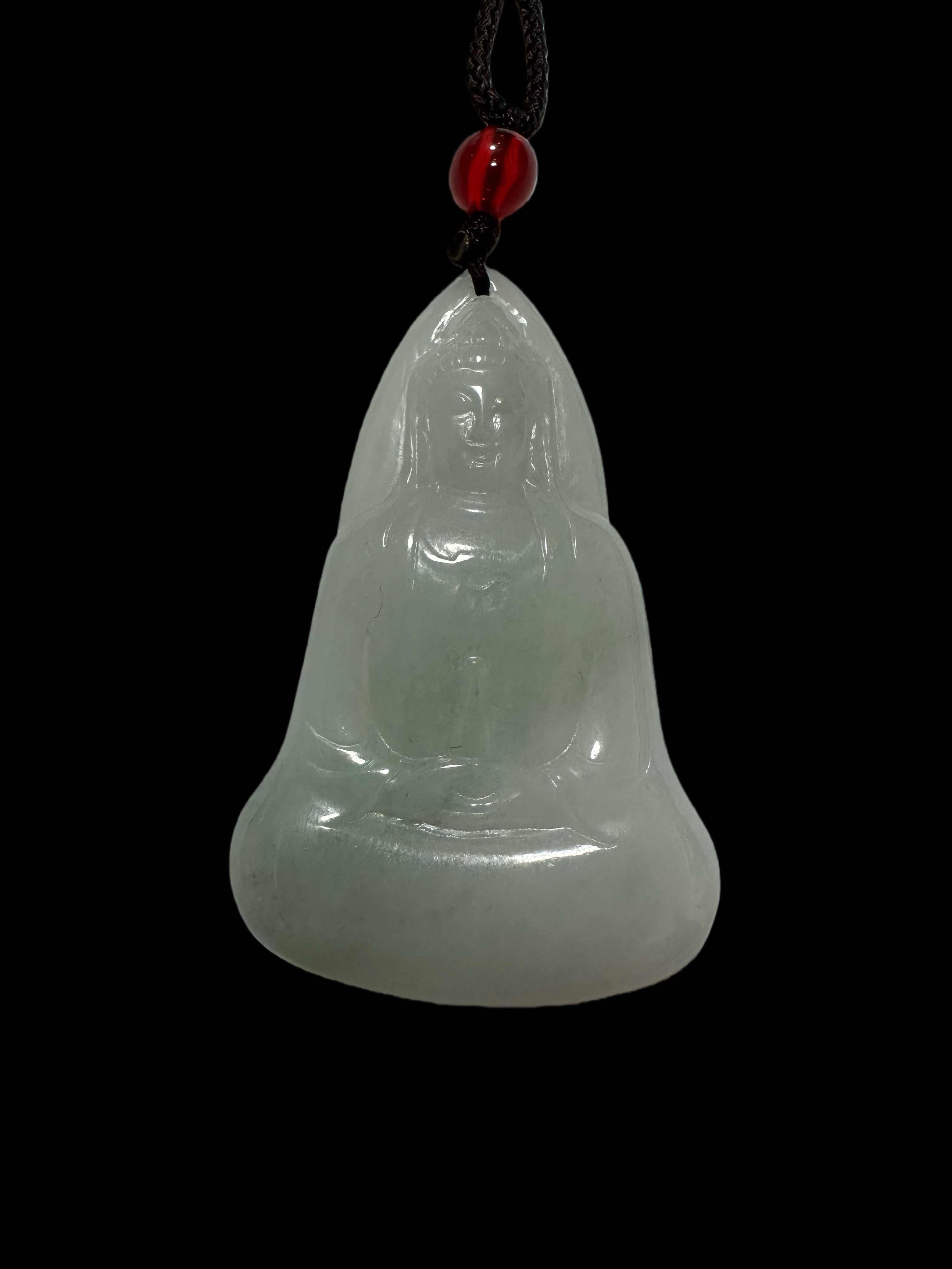 天然缅甸A货翡翠素衣观音挂件