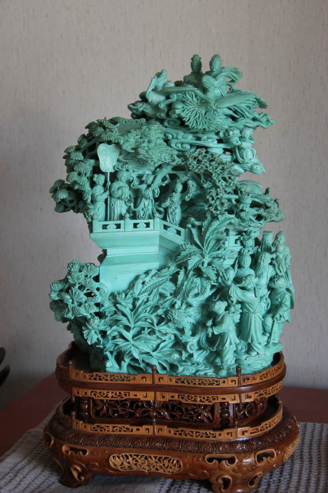 绿松石群仙贺寿宝瓶山子